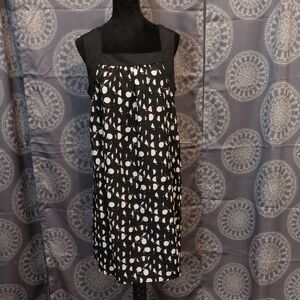 Sleeveless Black & White Abstract Midi Dress